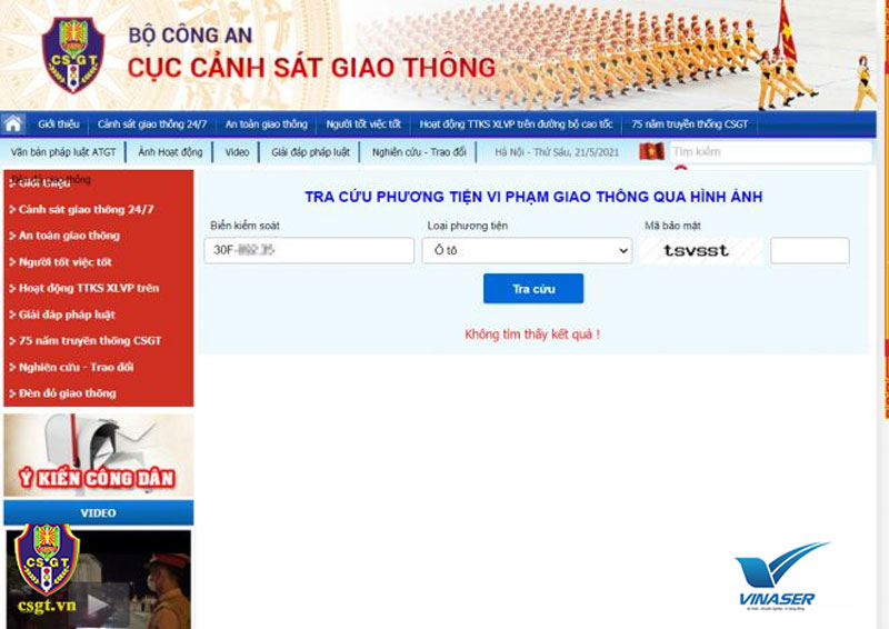 Tra cứu phạt nguội trên website Cục Cảnh sát giao thông