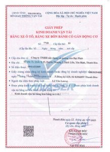 Mẫu giấy phép kinh doanh vận tải