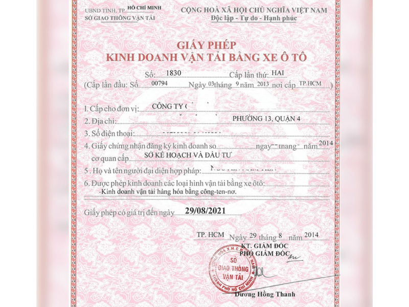 Các trường hợp bị thu hồi giấy phép kinh doanh vận tải